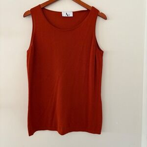 ALGO‎ of Switzerland Women's Rust Orange Knit Tank Top 70% Cashmere 30% Silk Med